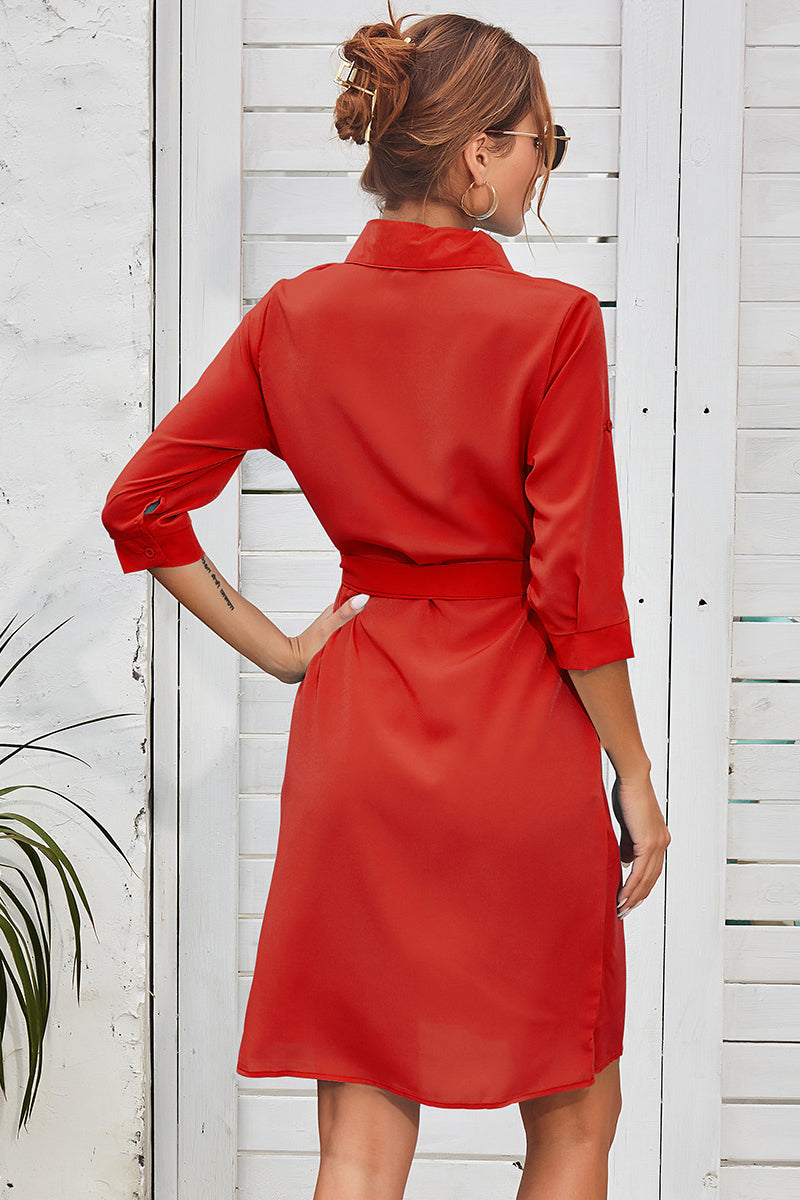 Tie Waist Shirt Dress - Absolute Fashion 2020