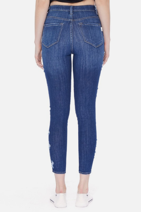 Side Distressed Denim Jeans
