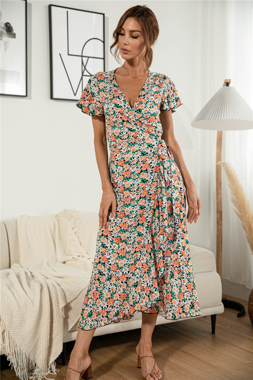 Floral Ruffle Hem Split Dress - Absolute Fashion 2020