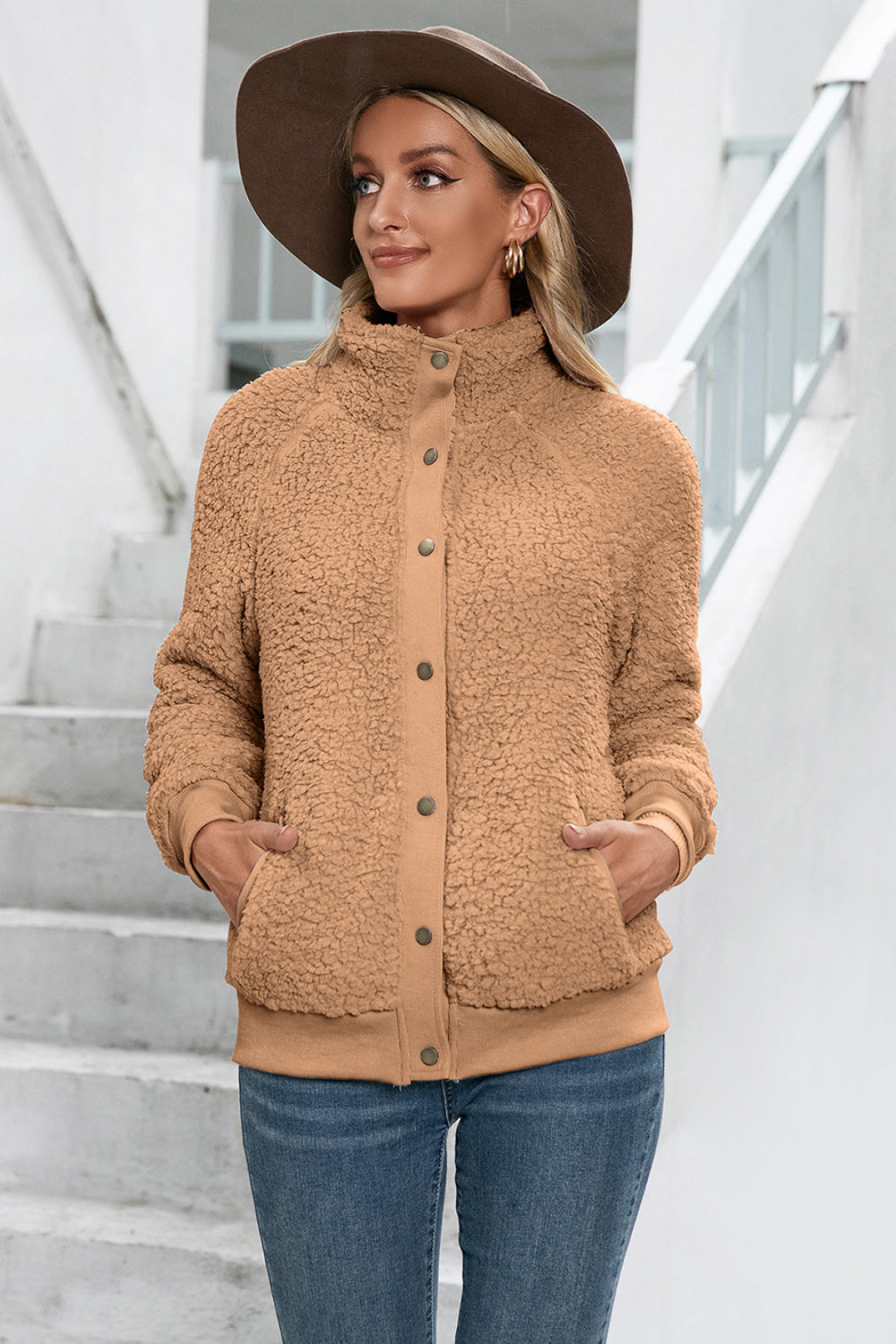 Snap Button Down Teddy Jacket - Absolute Fashion 2020