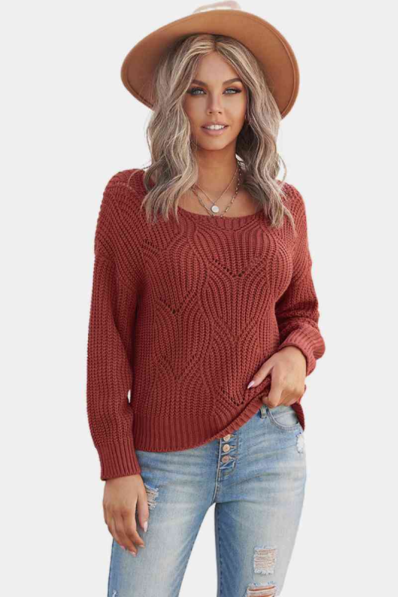 Scoop Neck Drop Shoulder Sweater - Absolute Fashion 2020