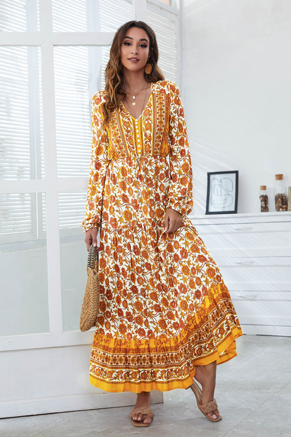 Floral V-Neck Maxi Dress