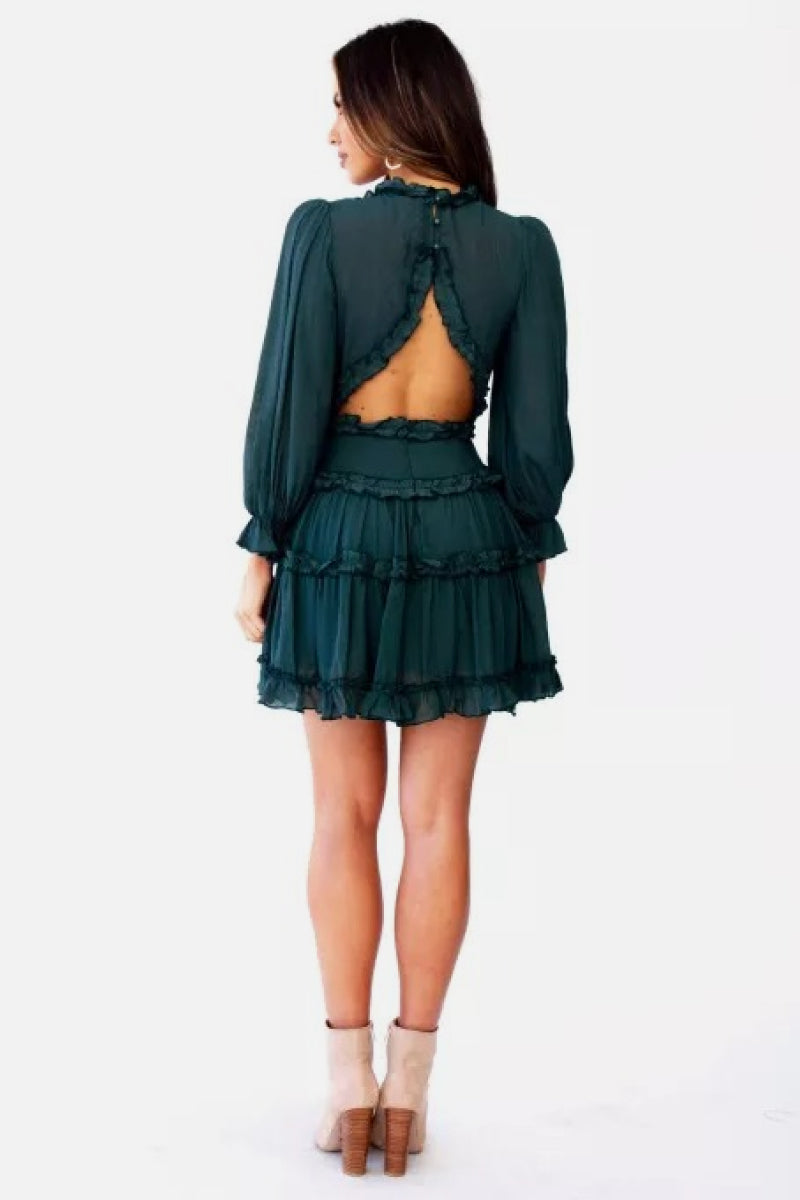 Ruffle Detailing Open Back Dress - Absolute Fashion 2020