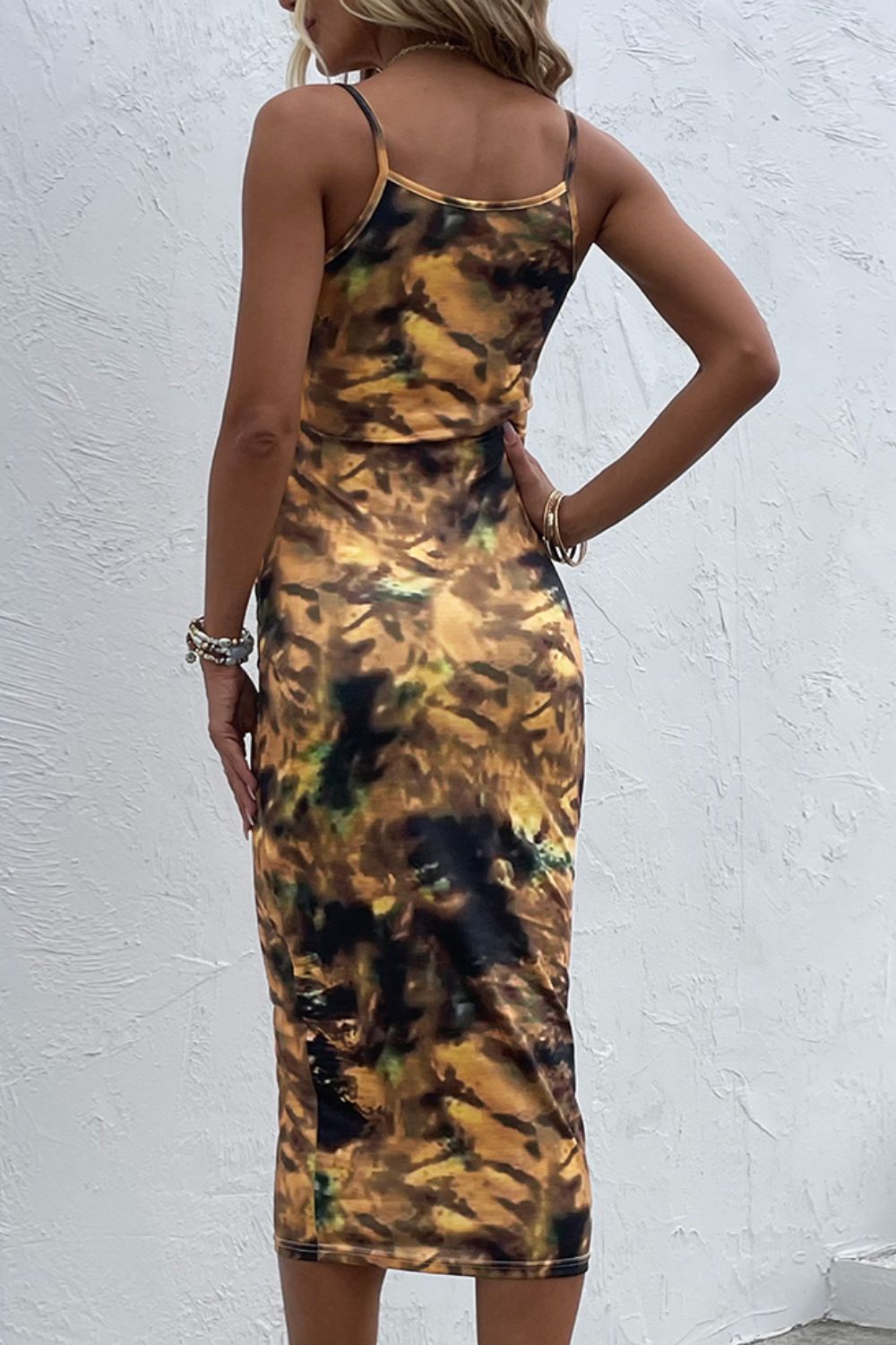 Tie-Dye Spaghetti Strap Midi Dress