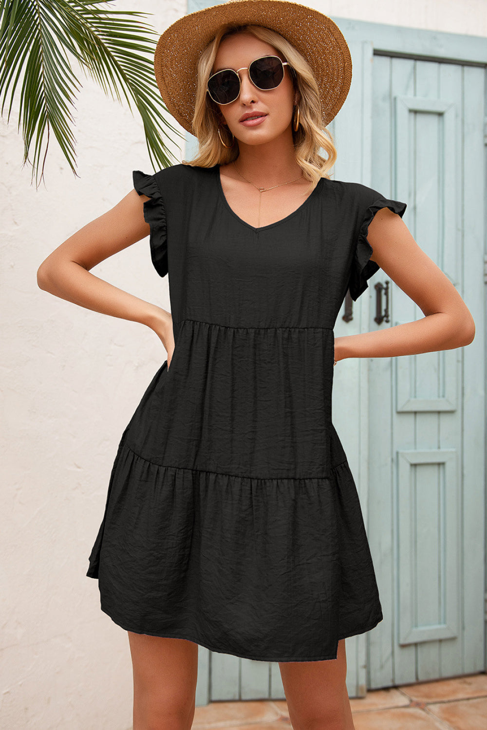 Tiered Ruffle Hem and Sleeve Dress - Absolute Fashion 2020