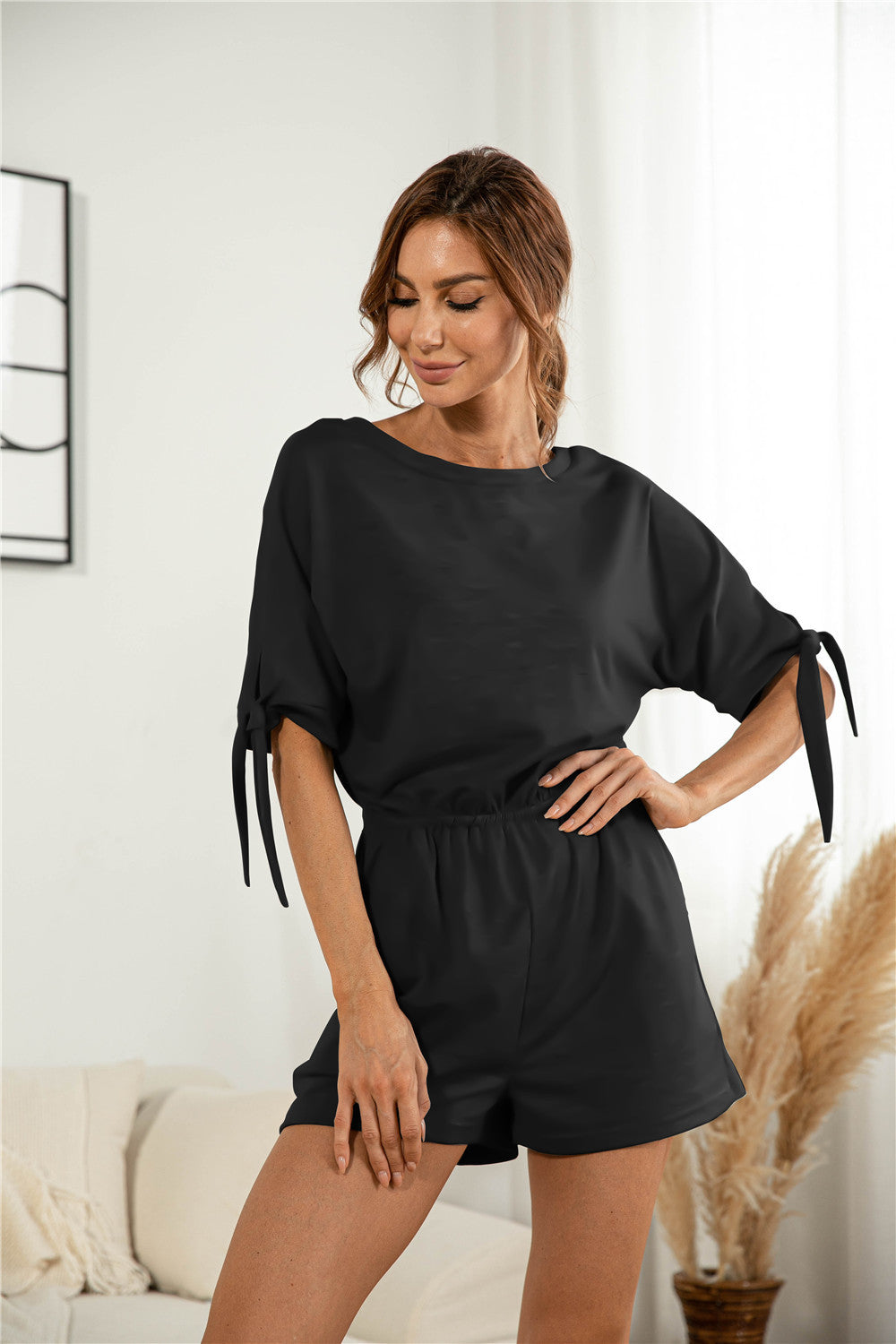 Knotted Cuff Dolman Sleeve Romper - Absolute Fashion 2020