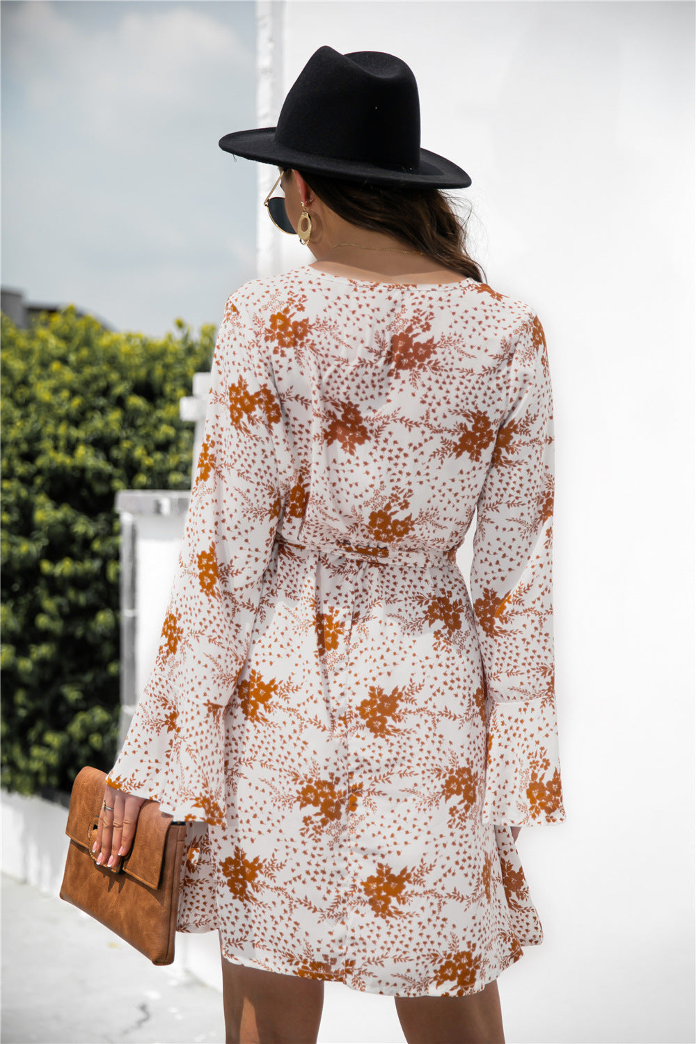 Floral Print Wrap V Neck dress - Absolute Fashion 2020