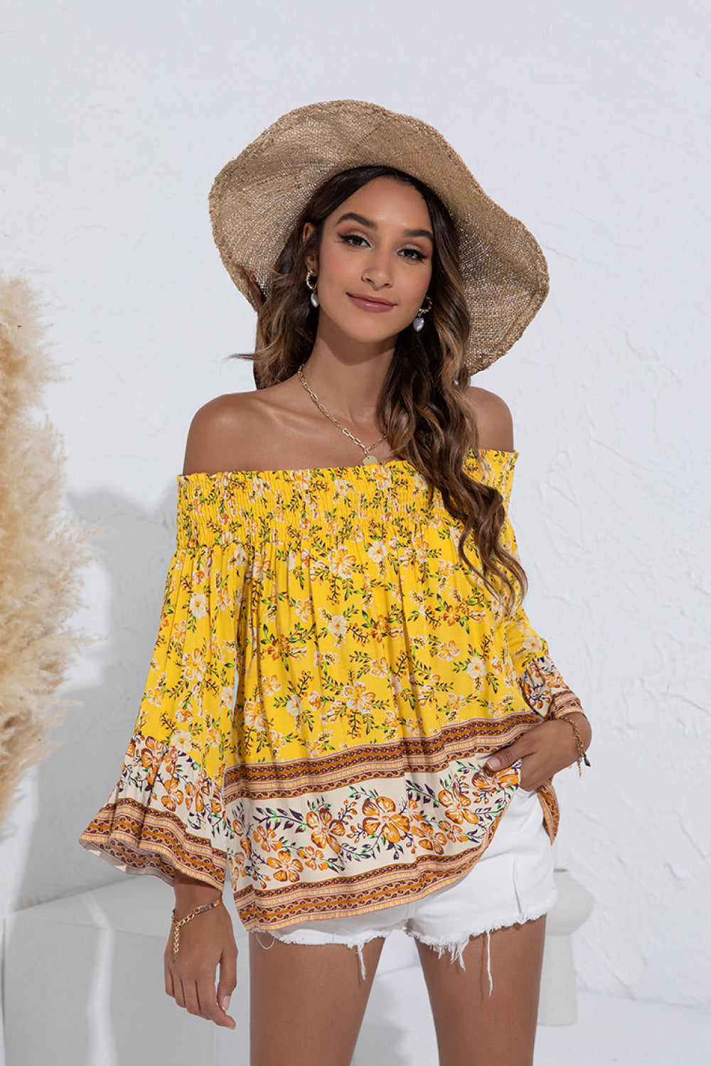 Floral Flare Sleeve Off Shoulder Top - Absolute Fashion 2020