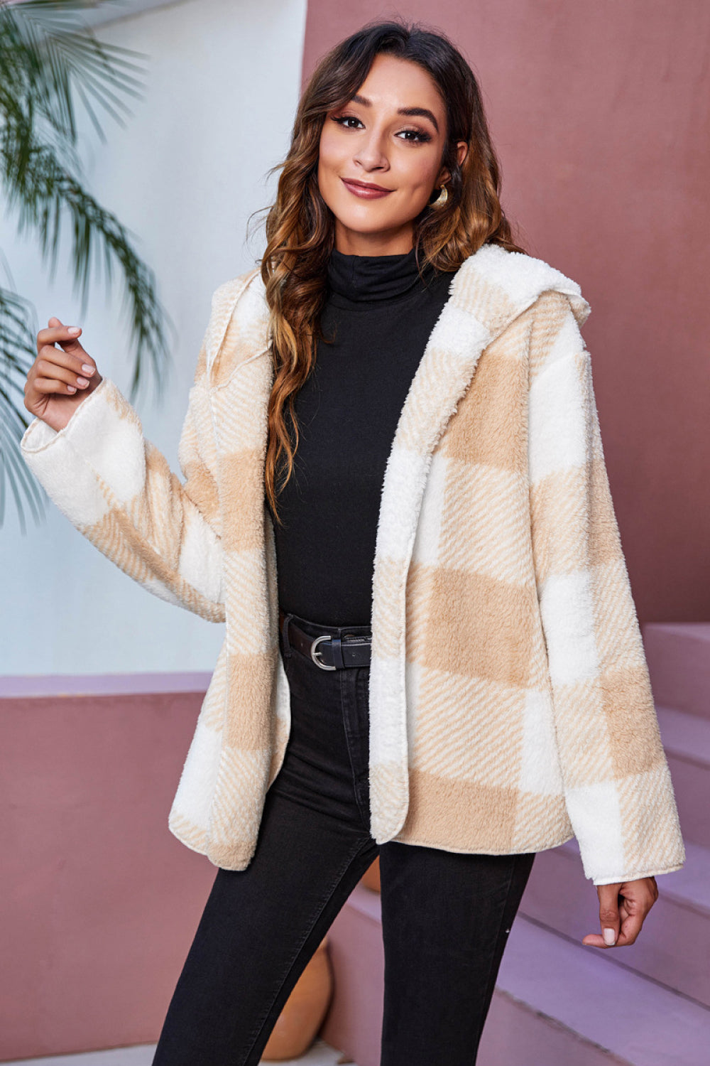 Buffalo Plaid Fleece Hooded Jacket