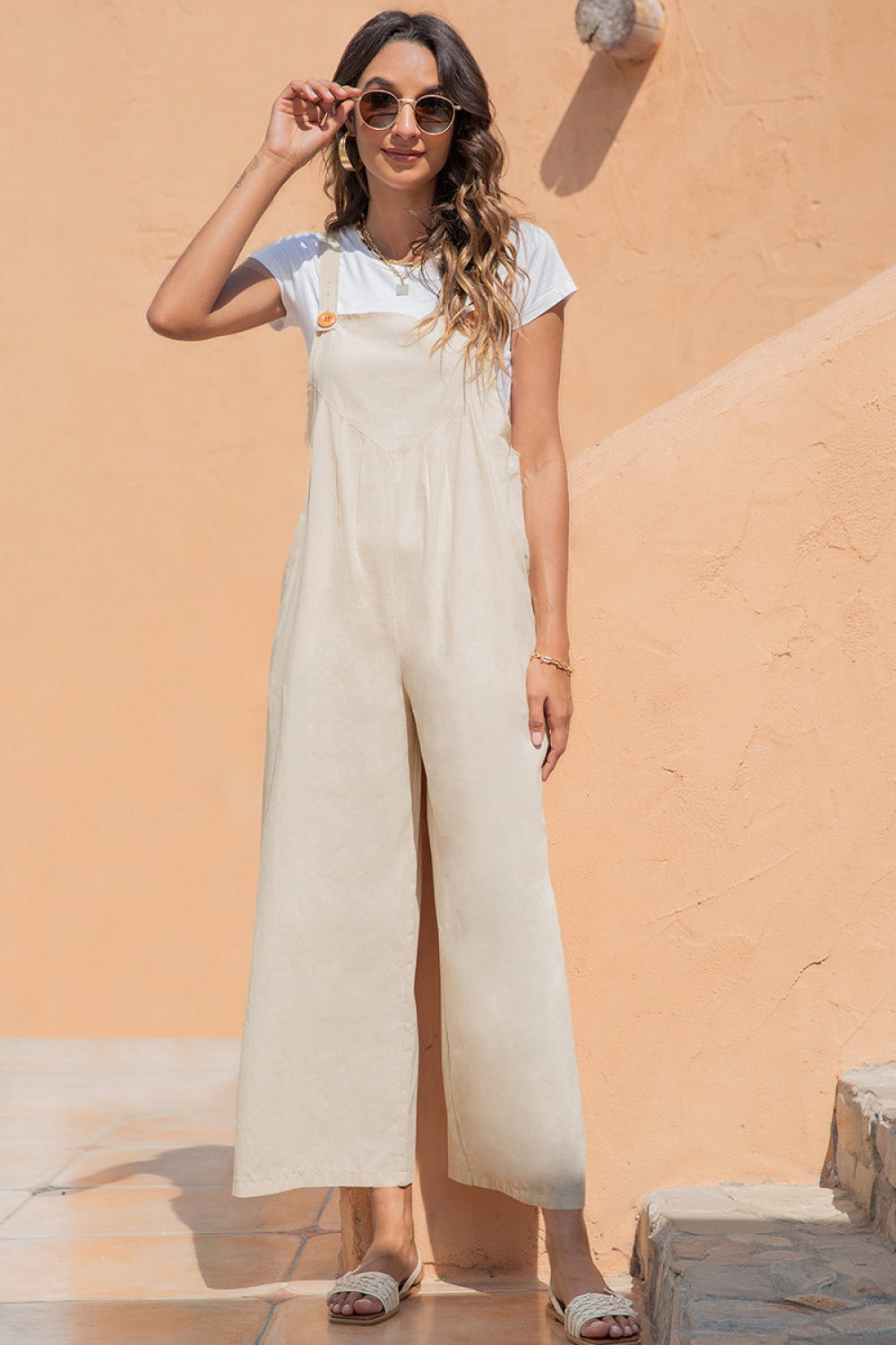 Dual Button Wide Leg Jumpsuit - Absolute Fashion 2020