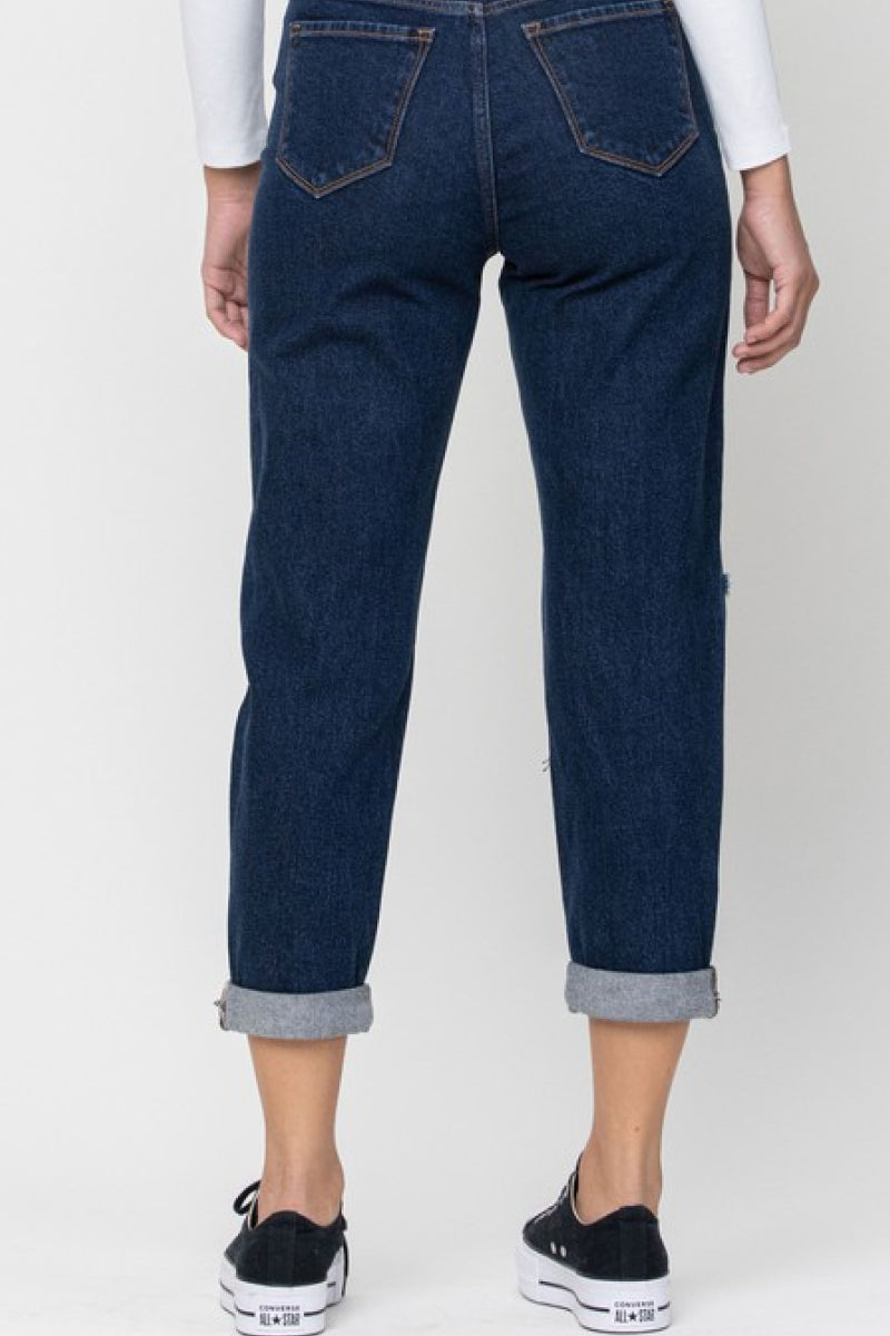 Dark Knee Cut Mom Jeans - Absolute Fashion 2020