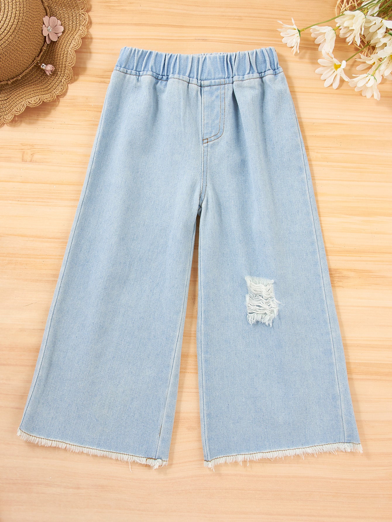 Girls Flared Sleeve Top and Jeans Set