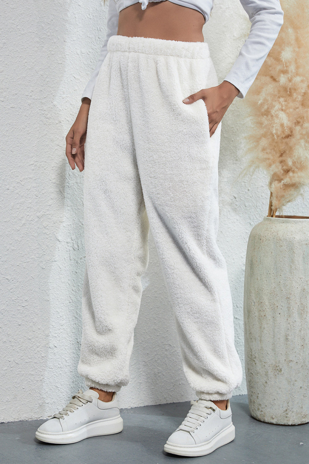 Elastic Waist Teddy Pants