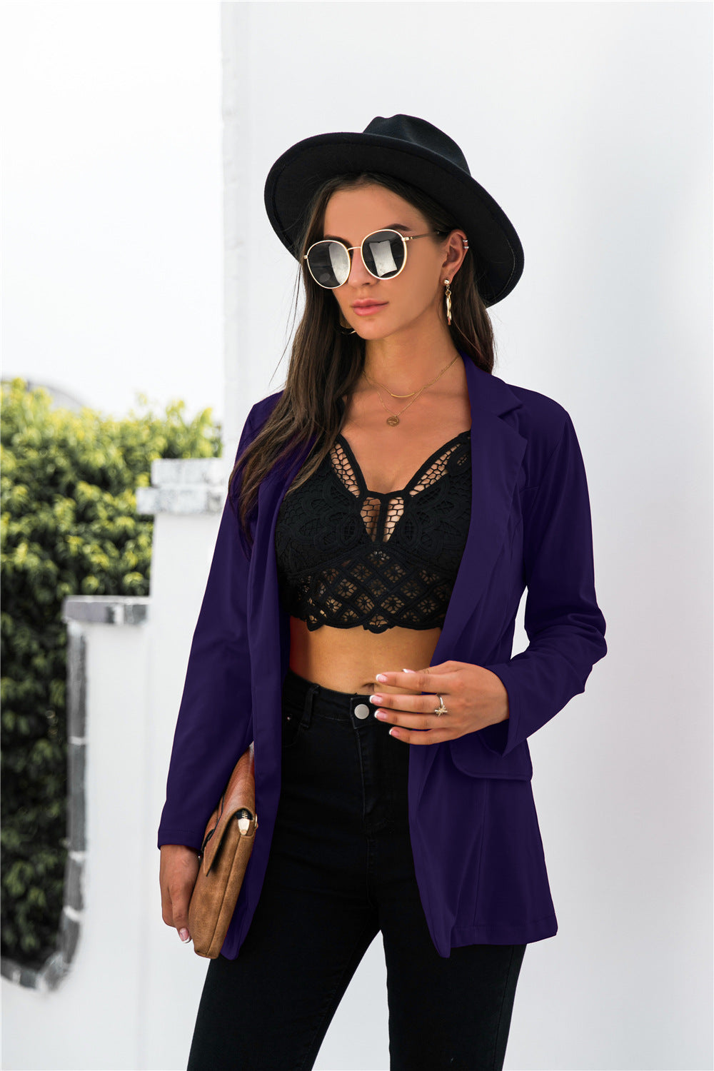 Solid Pocketed Blazer - Absolute Fashion 2020