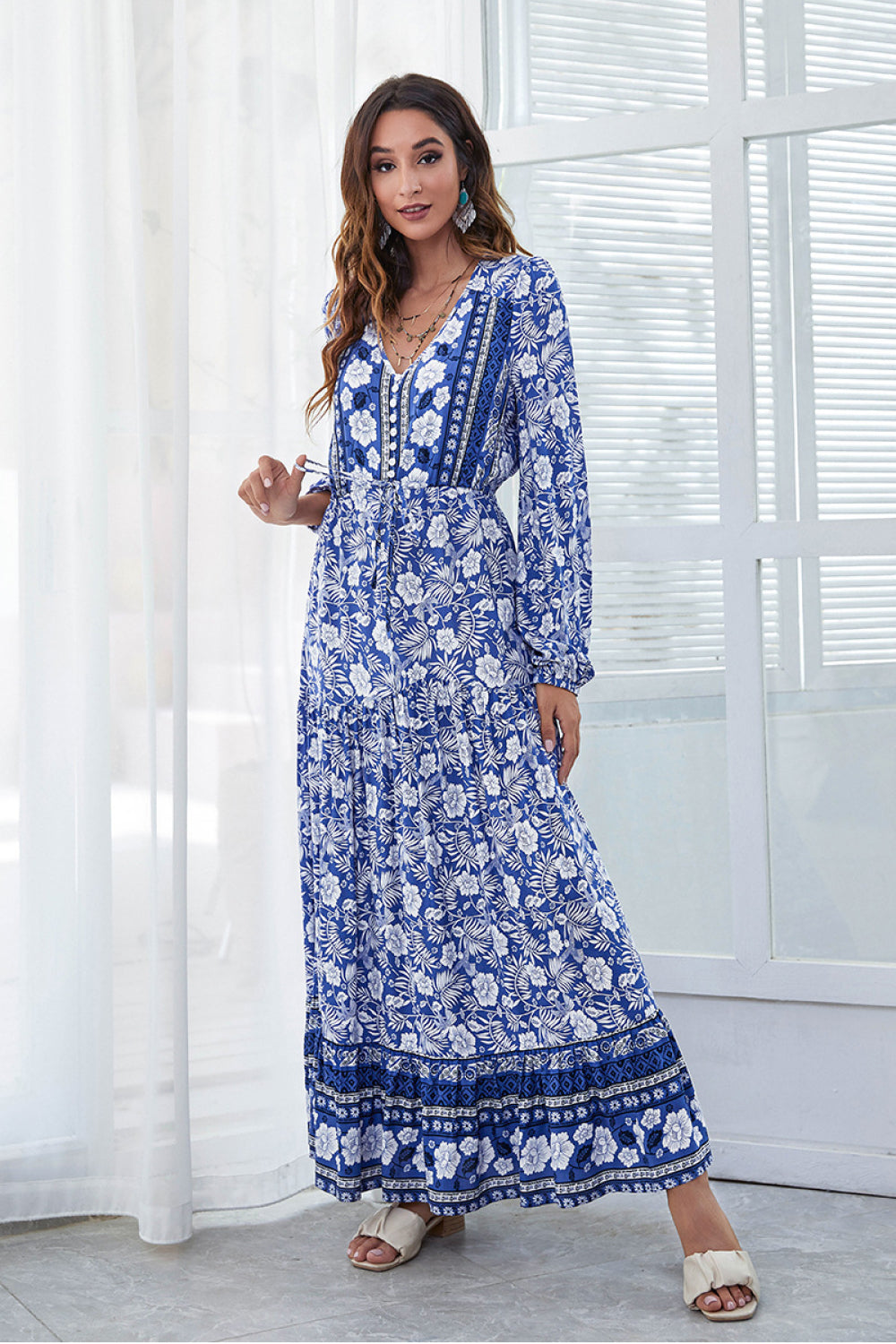 Floral V-Neck Maxi Dress