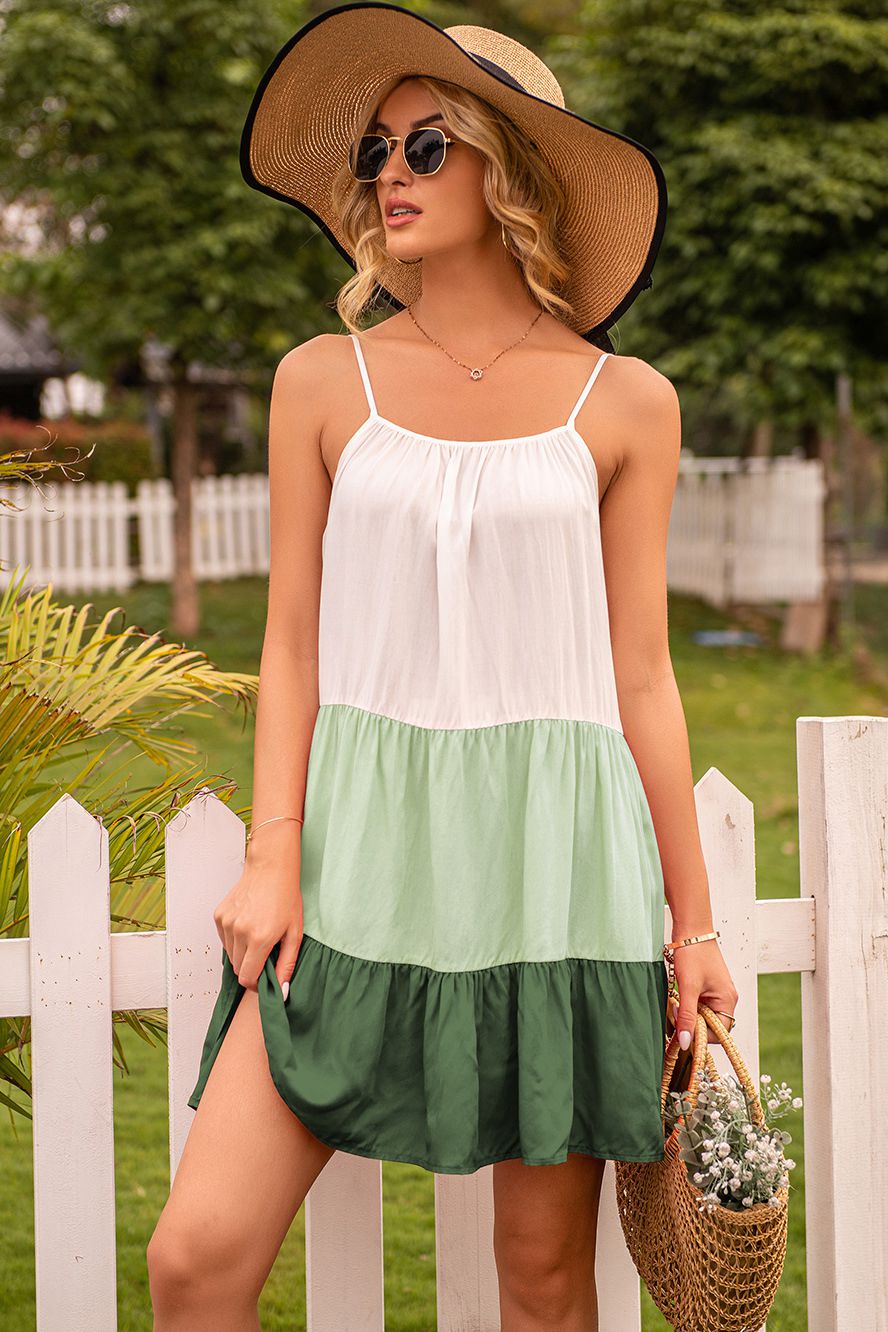 Color Block Ruffle Hem Tiered Dress - Absolute Fashion 2020