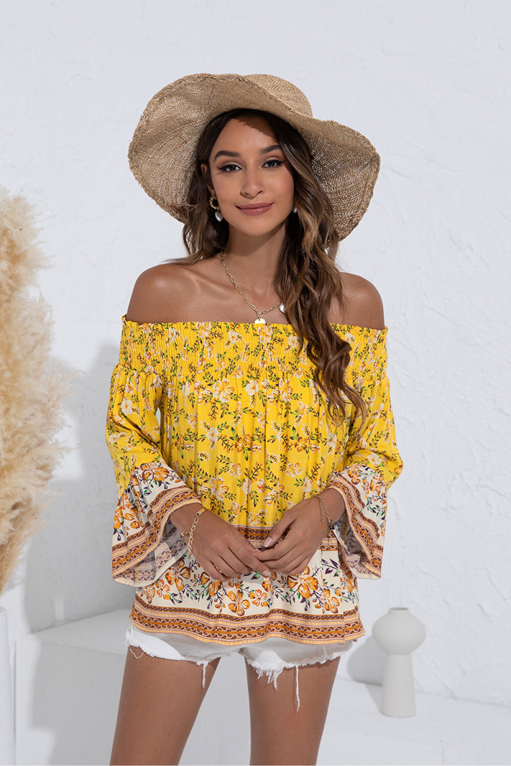 Floral Flare Sleeve Off Shoulder Top - Absolute Fashion 2020