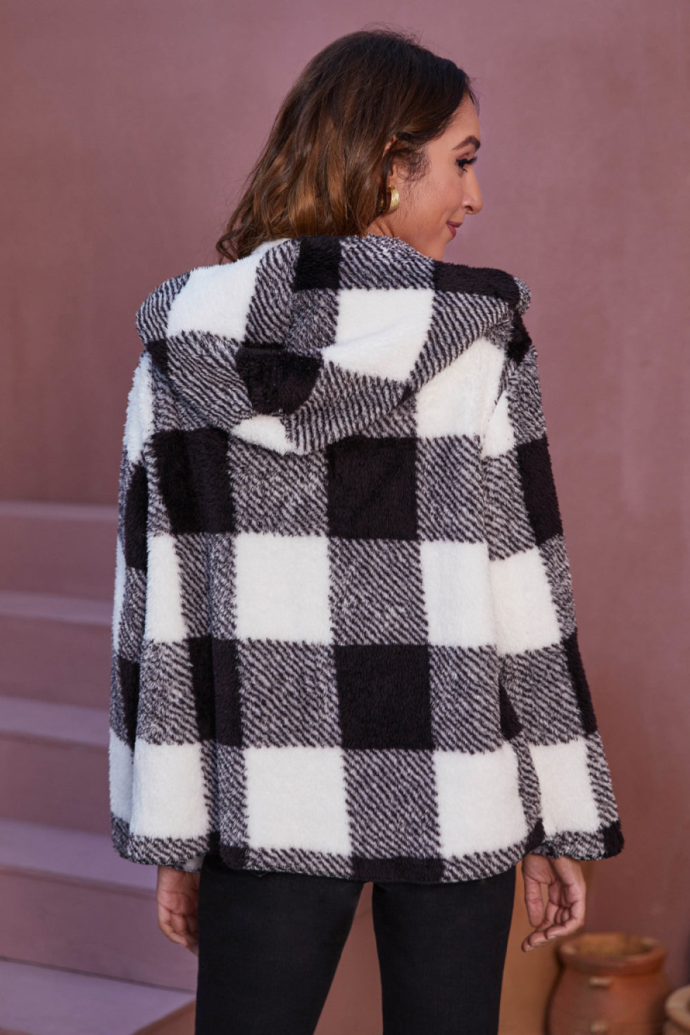 Buffalo Plaid Fleece Hooded Jacket