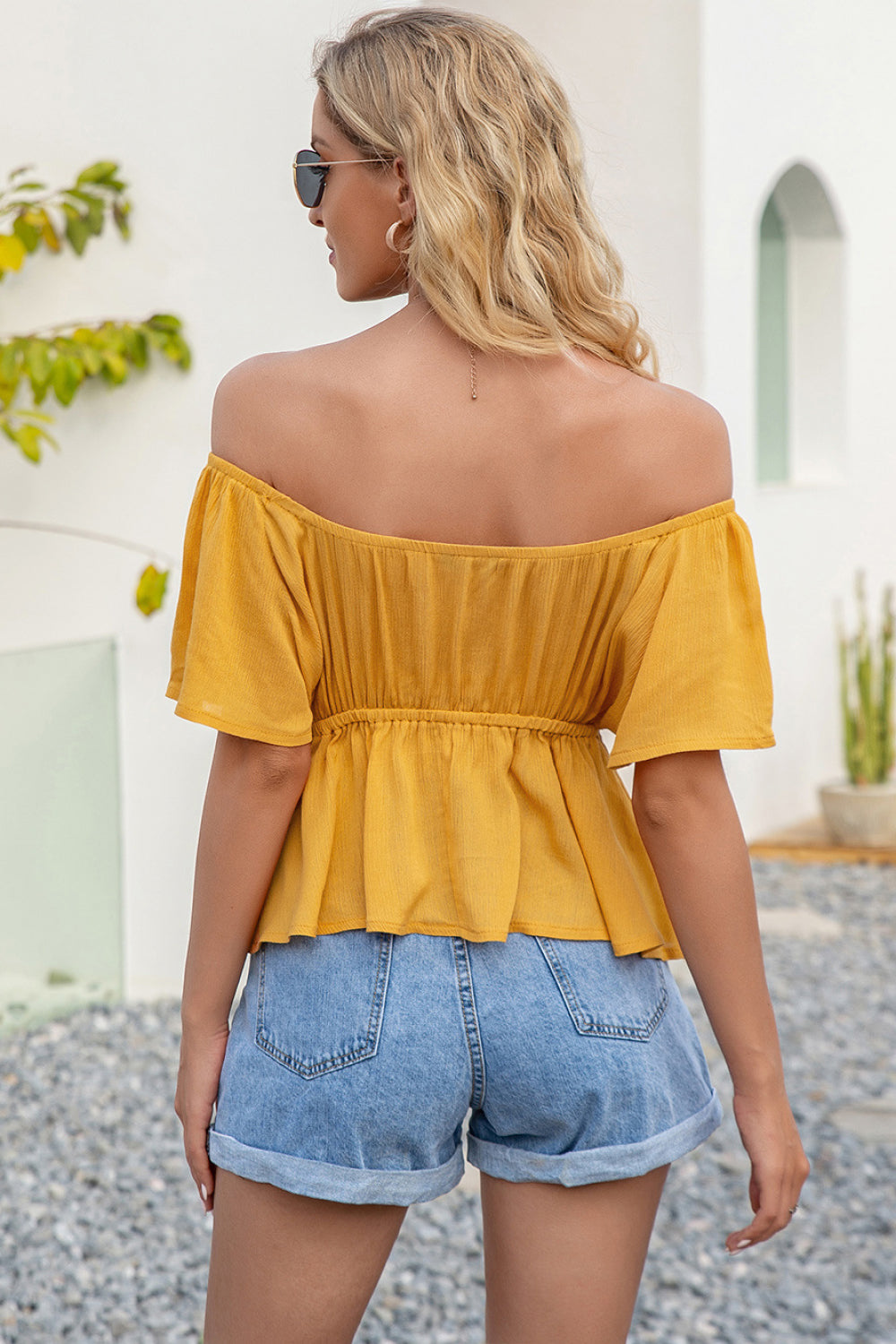 Ruffle Hem Bardot Blouse - Absolute Fashion 2020