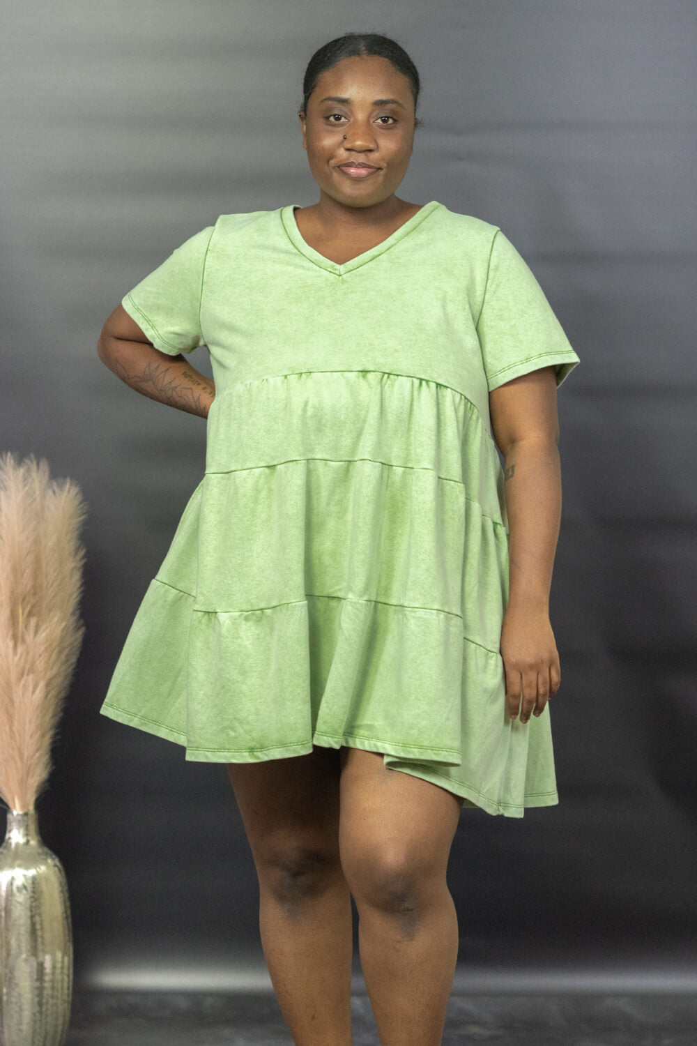 Sew In Love Breathtaking Views Full Size Tiered Mini Dress in Mint