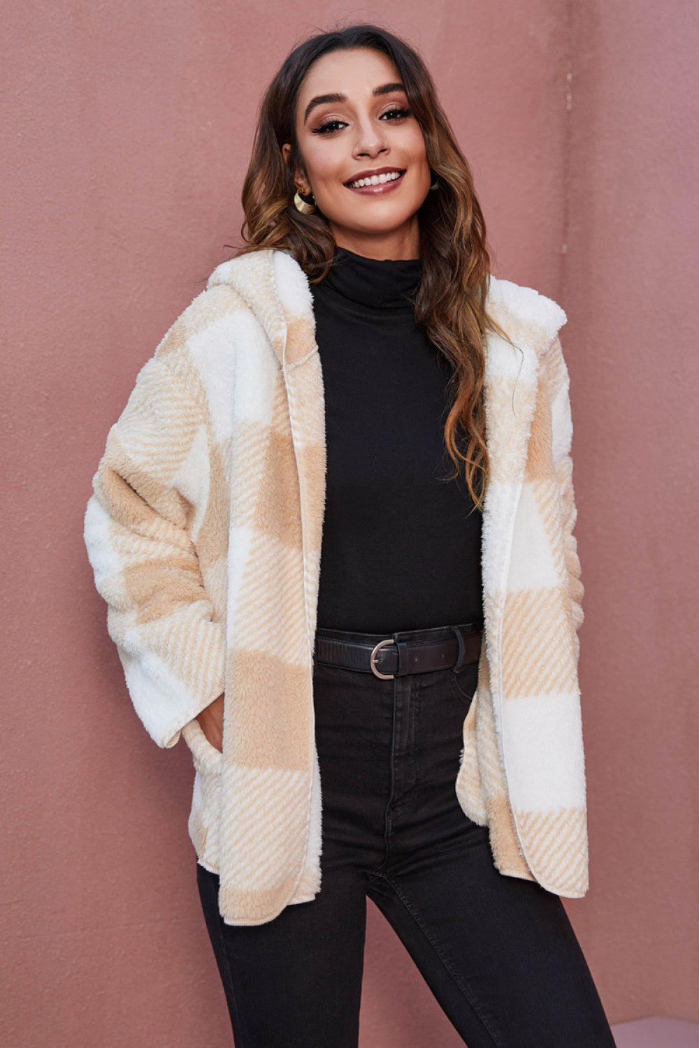 Buffalo Plaid Fleece Hooded Jacket