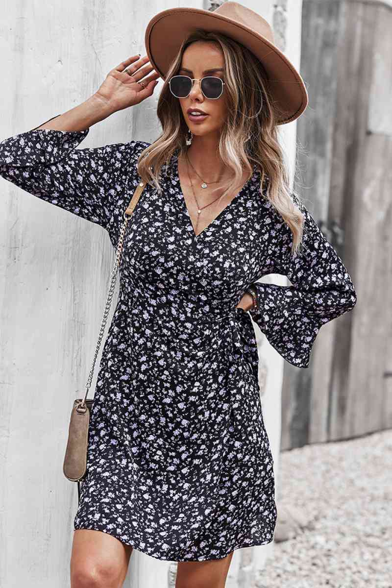 Floral Flare Sleeve Corset Dress - Absolute Fashion 2020