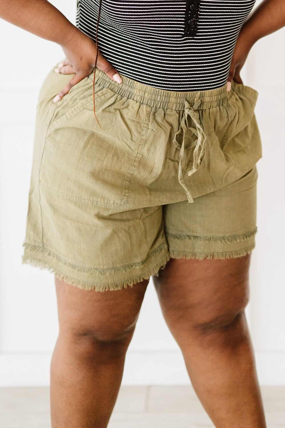 Cotton Bleu Cliffside Full Size Washed Fray Hem Shorts