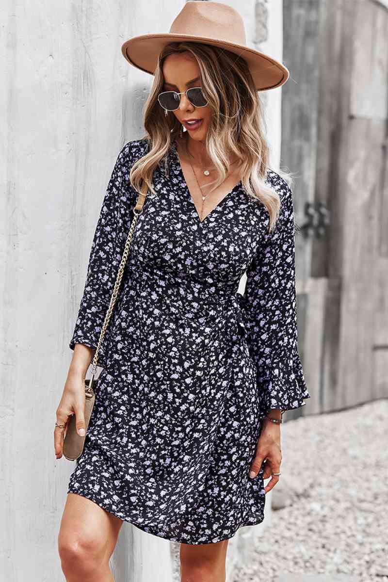 Floral Flare Sleeve Corset Dress - Absolute Fashion 2020