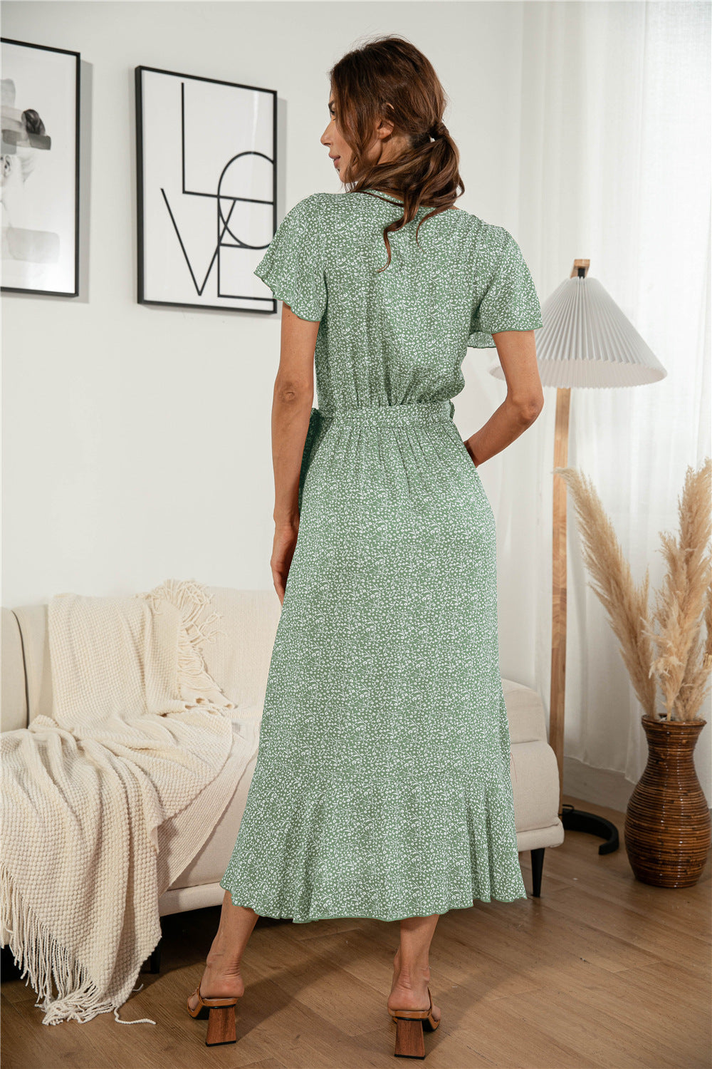 Floral Ruffle Hem Split Dress - Absolute Fashion 2020
