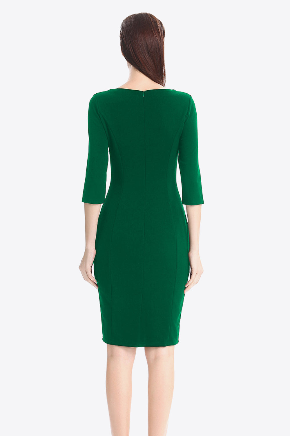 Zipper Detail Round Neck Dress