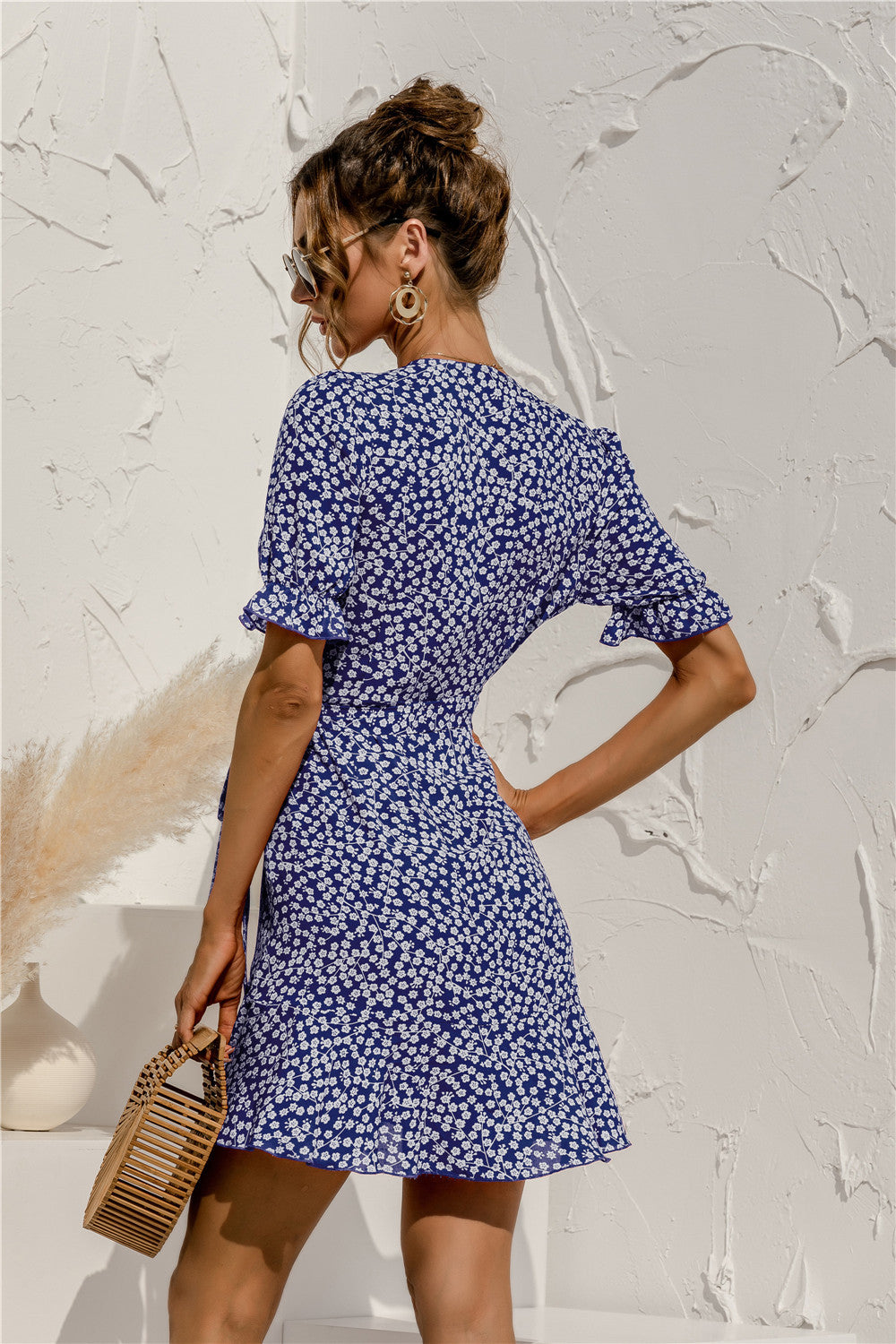 Floral V Neck Ruffle Hem Dress - Absolute Fashion 2020