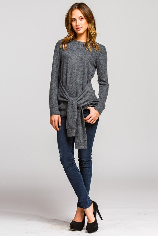 Semi Loose Fit Tie Front Top
