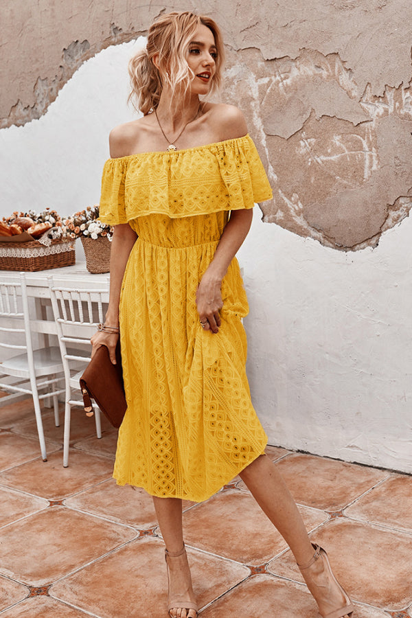 Lace Overlay Off Shoulder Dress - Absolute Fashion 2020