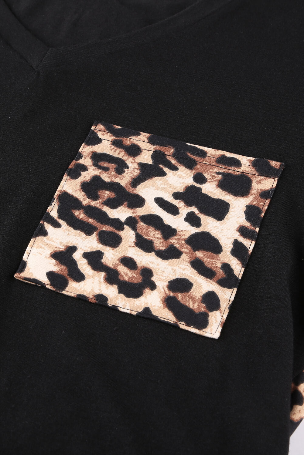 Contrast Leopard V-Neck Pocket Blouse - Absolute Fashion 2020