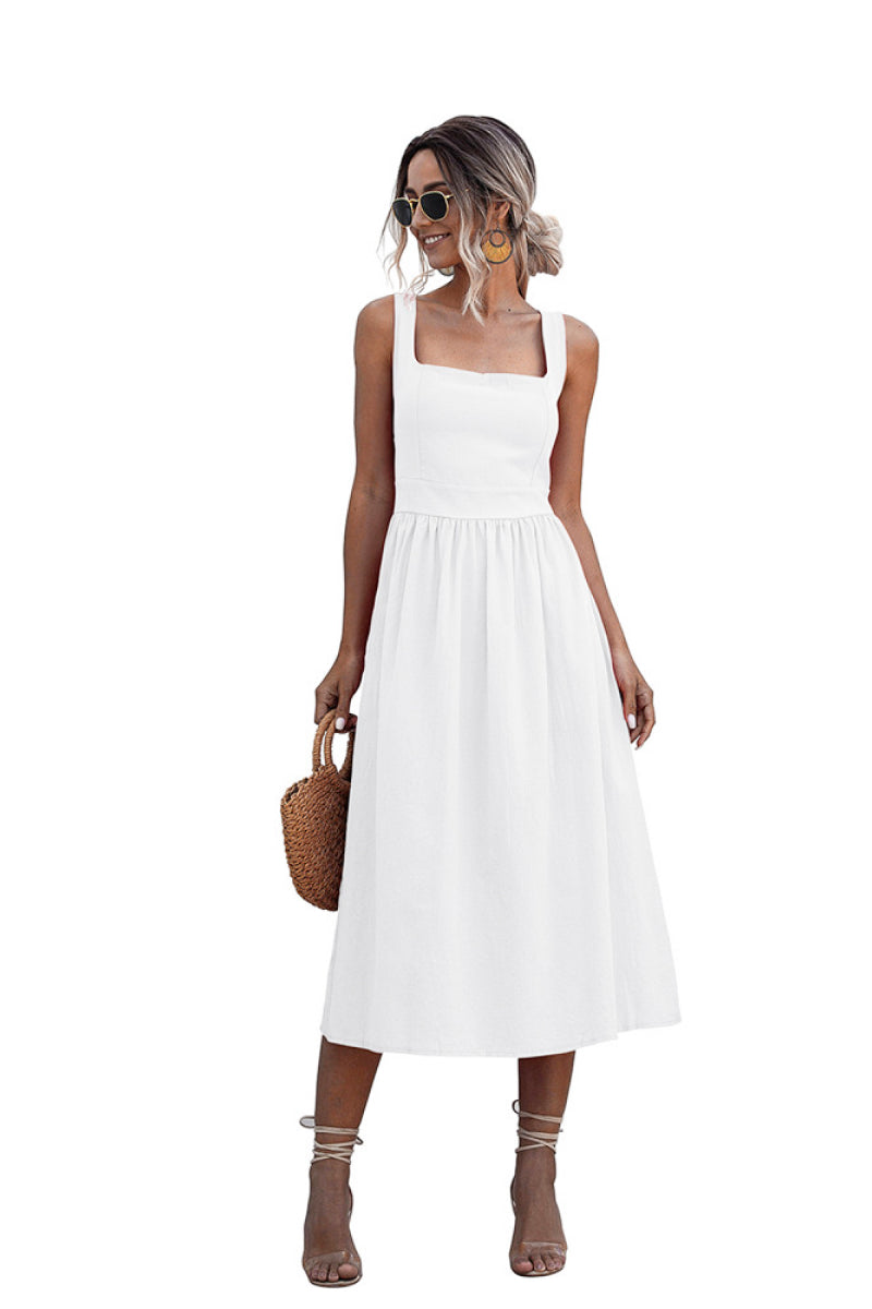 Square Neck Backless Dress - Absolute Fashion 2020