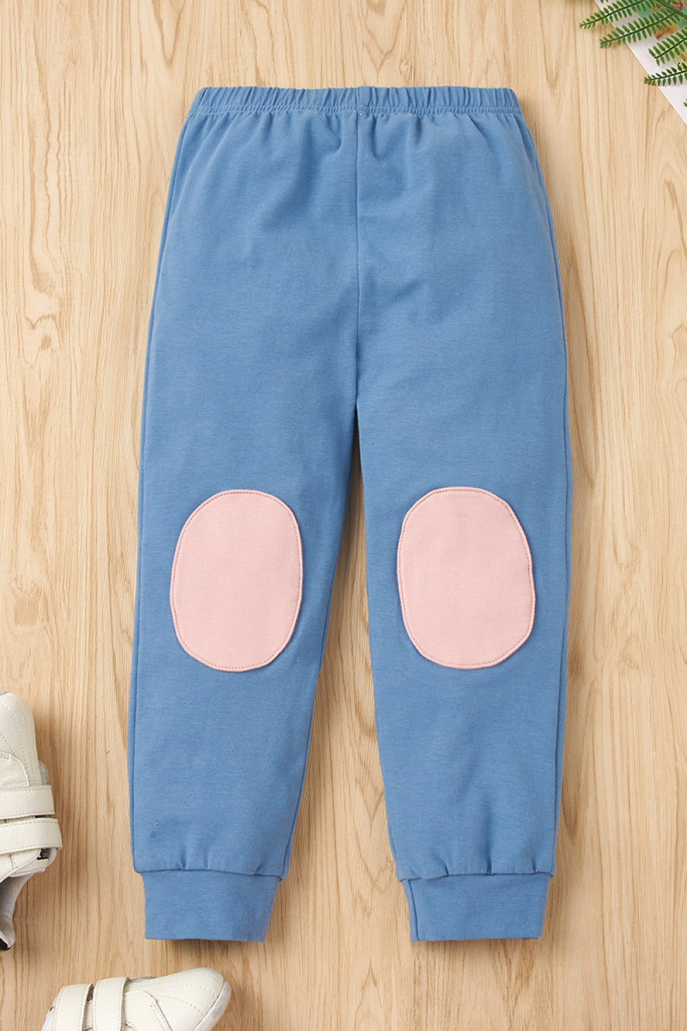 Girls Round Neck Sweatshirt and Pants Set