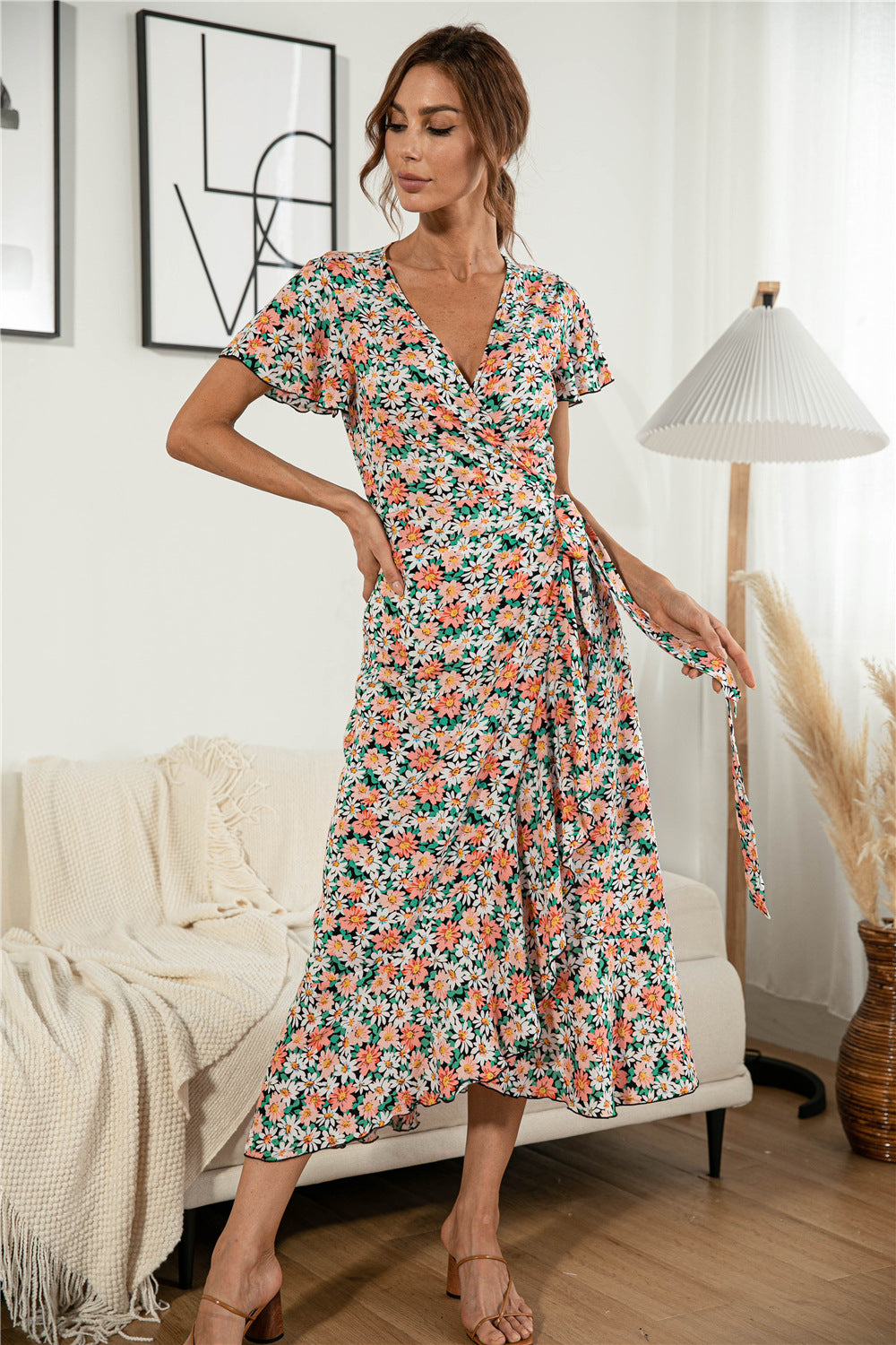 Floral Ruffle Hem Split Dress - Absolute Fashion 2020