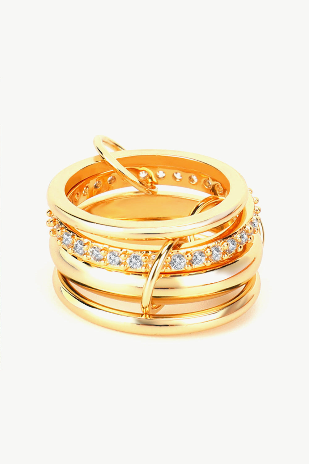 Cubic Zircon Four-Finger Combined Ring