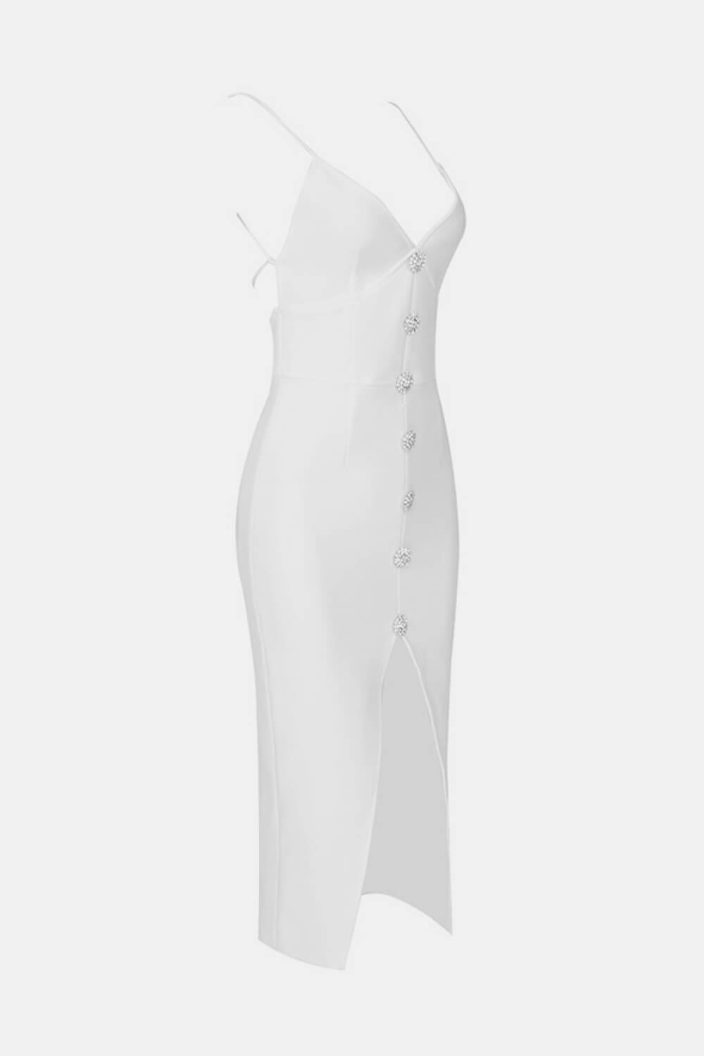 Decorative Button Spaghetti Strap Tulip Hem Dress