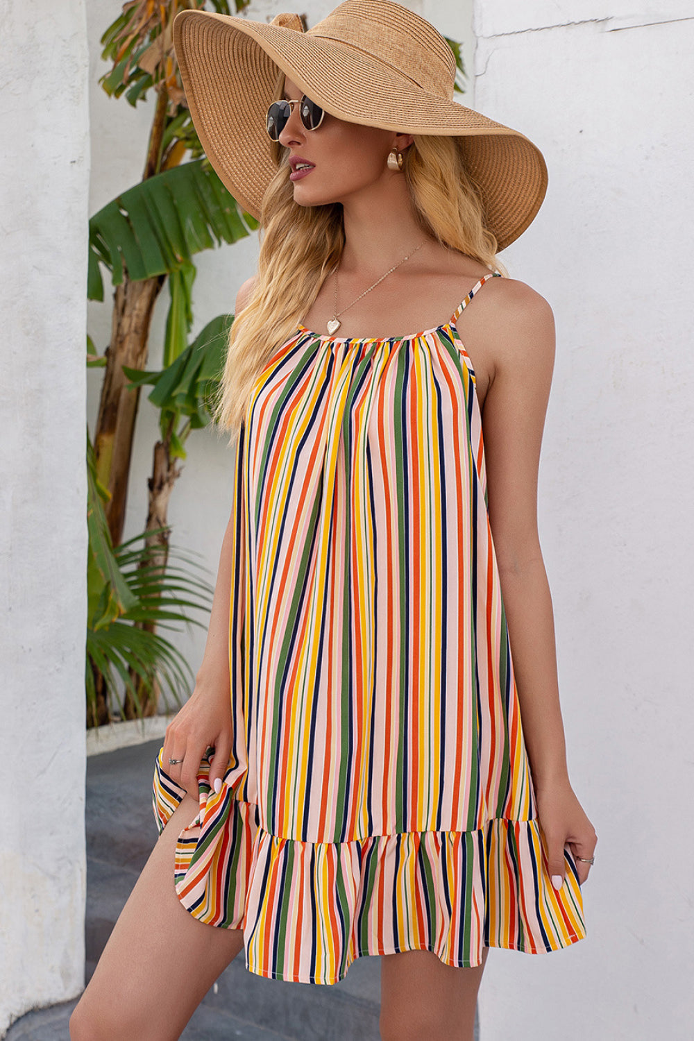 Striped Ruffle Hem Dress - Absolute Fashion 2020