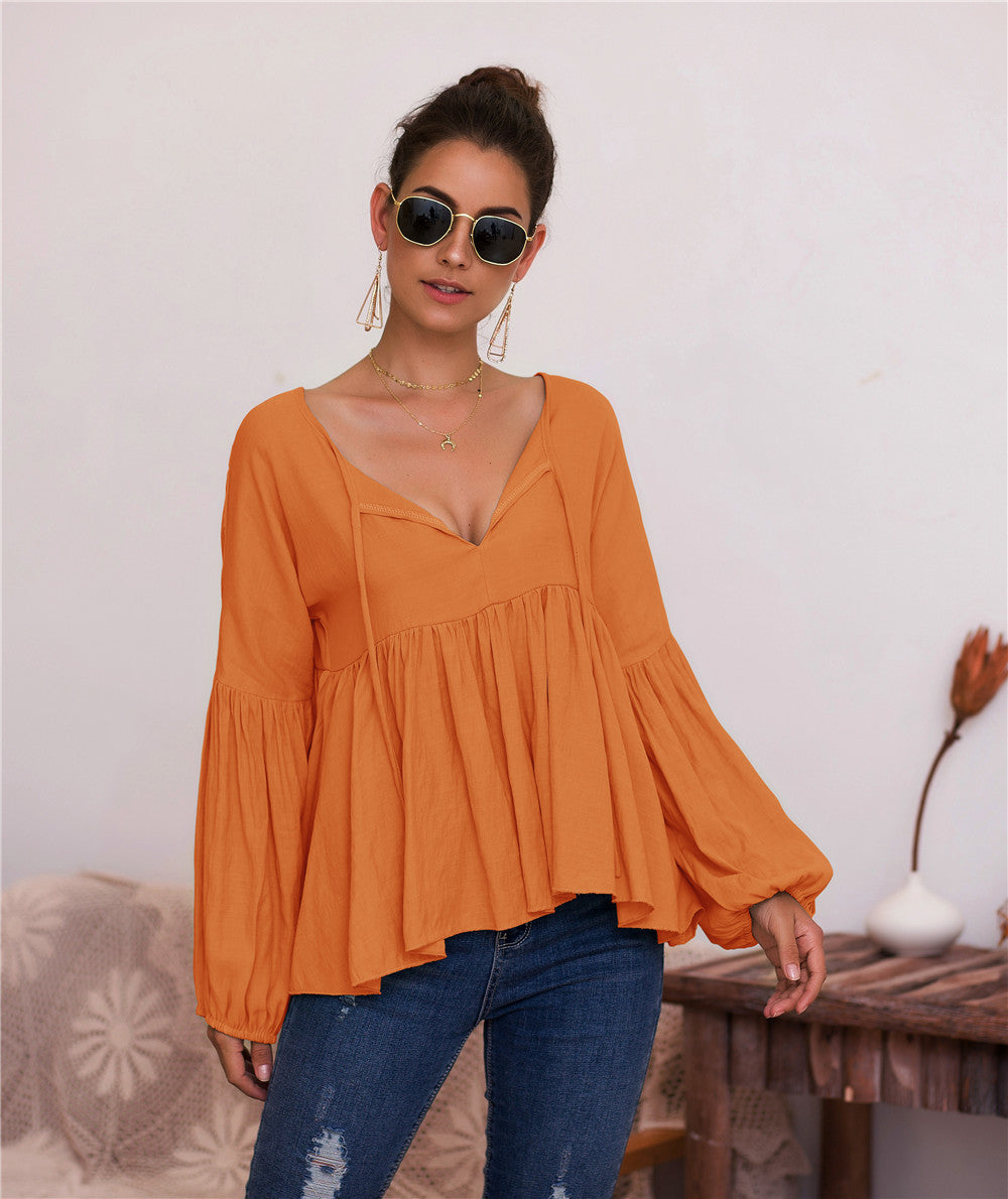 Puff Long Sleeve Pleated Top - Absolute Fashion 2020