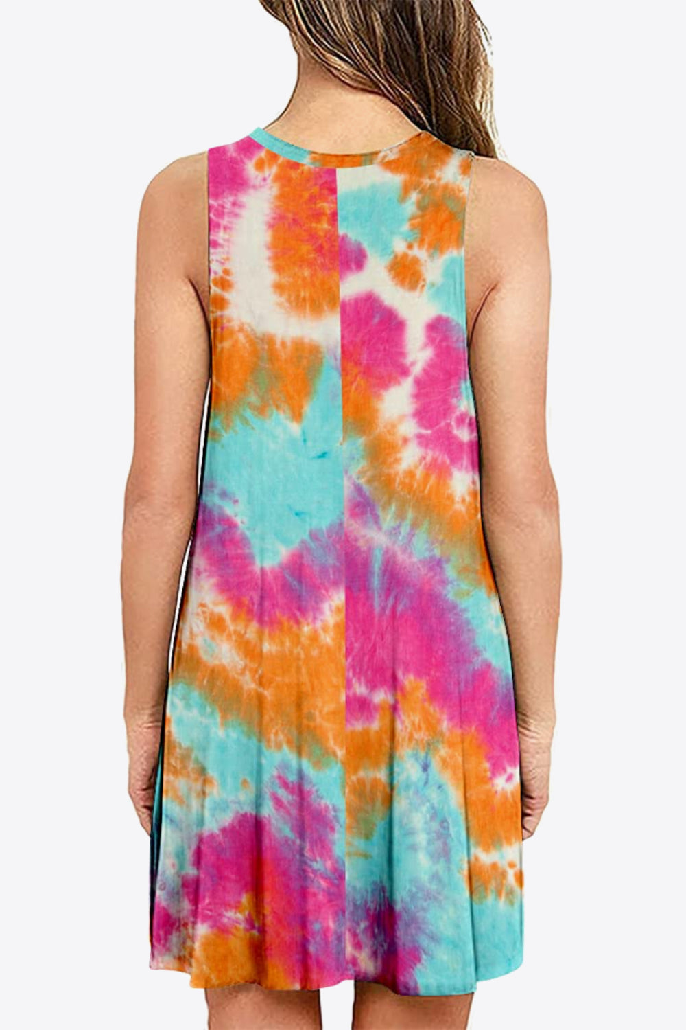 Full Size Printed Round Neck Sleeveless Dress