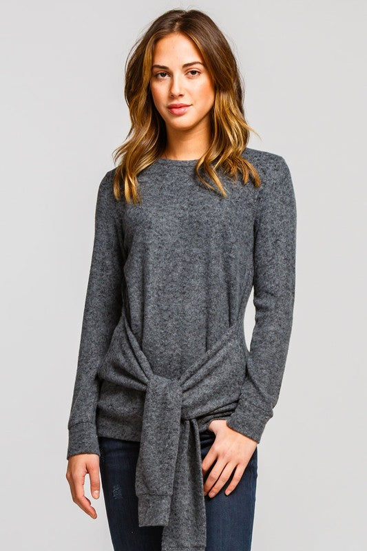 Semi Loose Fit Tie Front Top