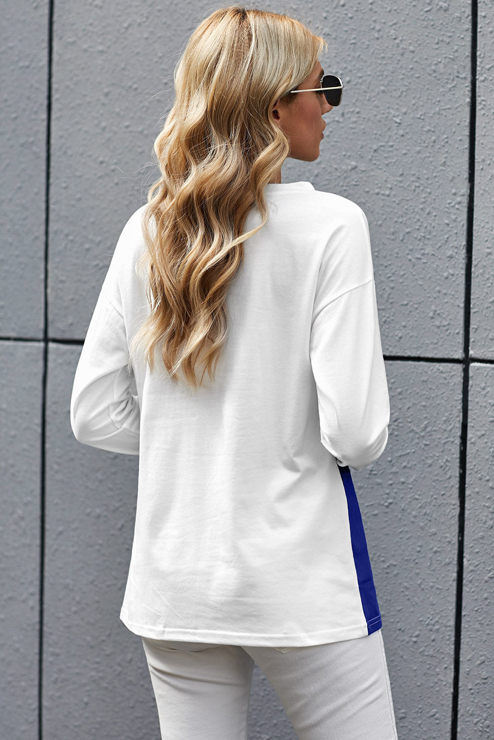 Color Block Splicing O-Neck Blouse - Absolute Fashion 2020
