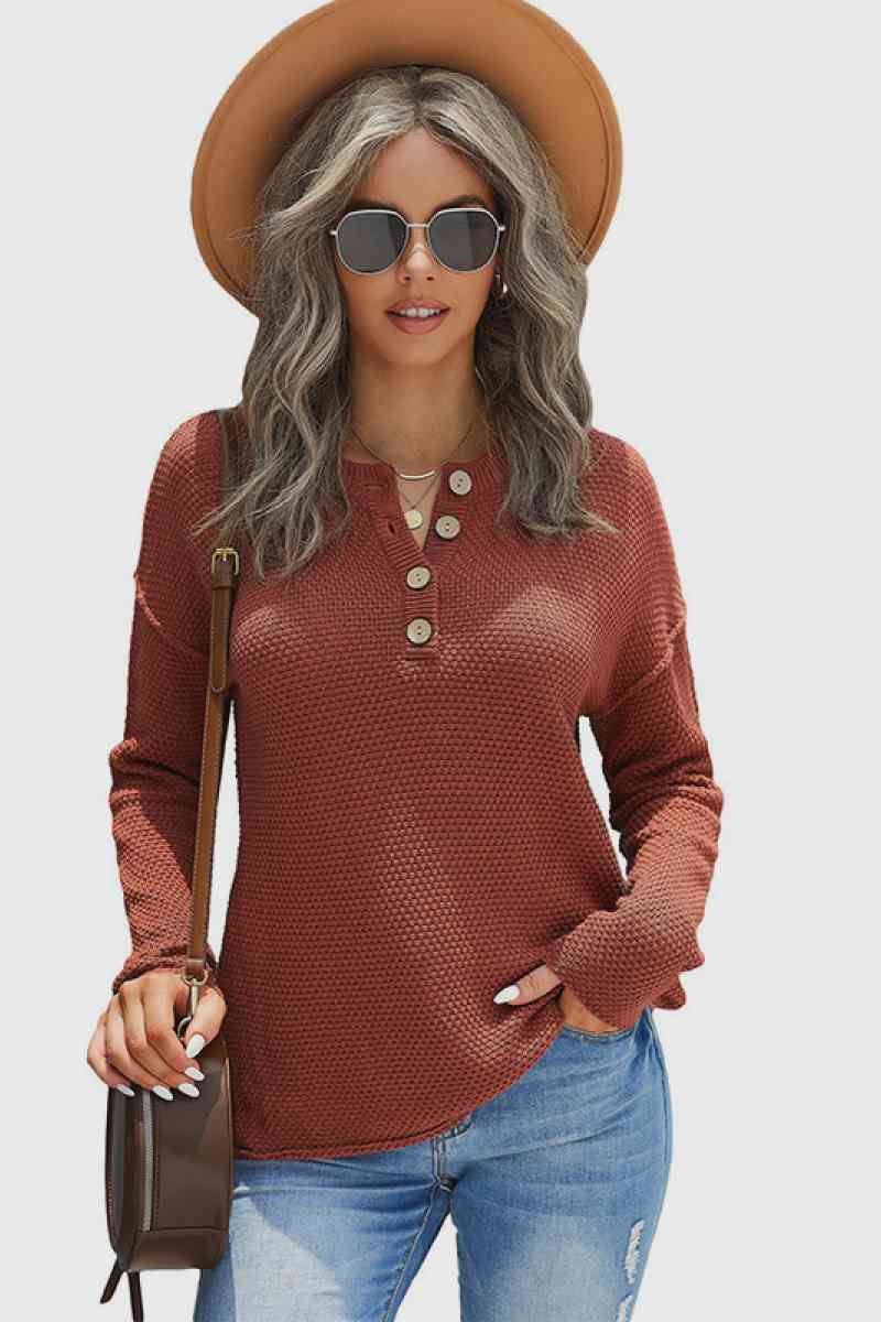 Solid Button up Sweater Top - Absolute Fashion 2020