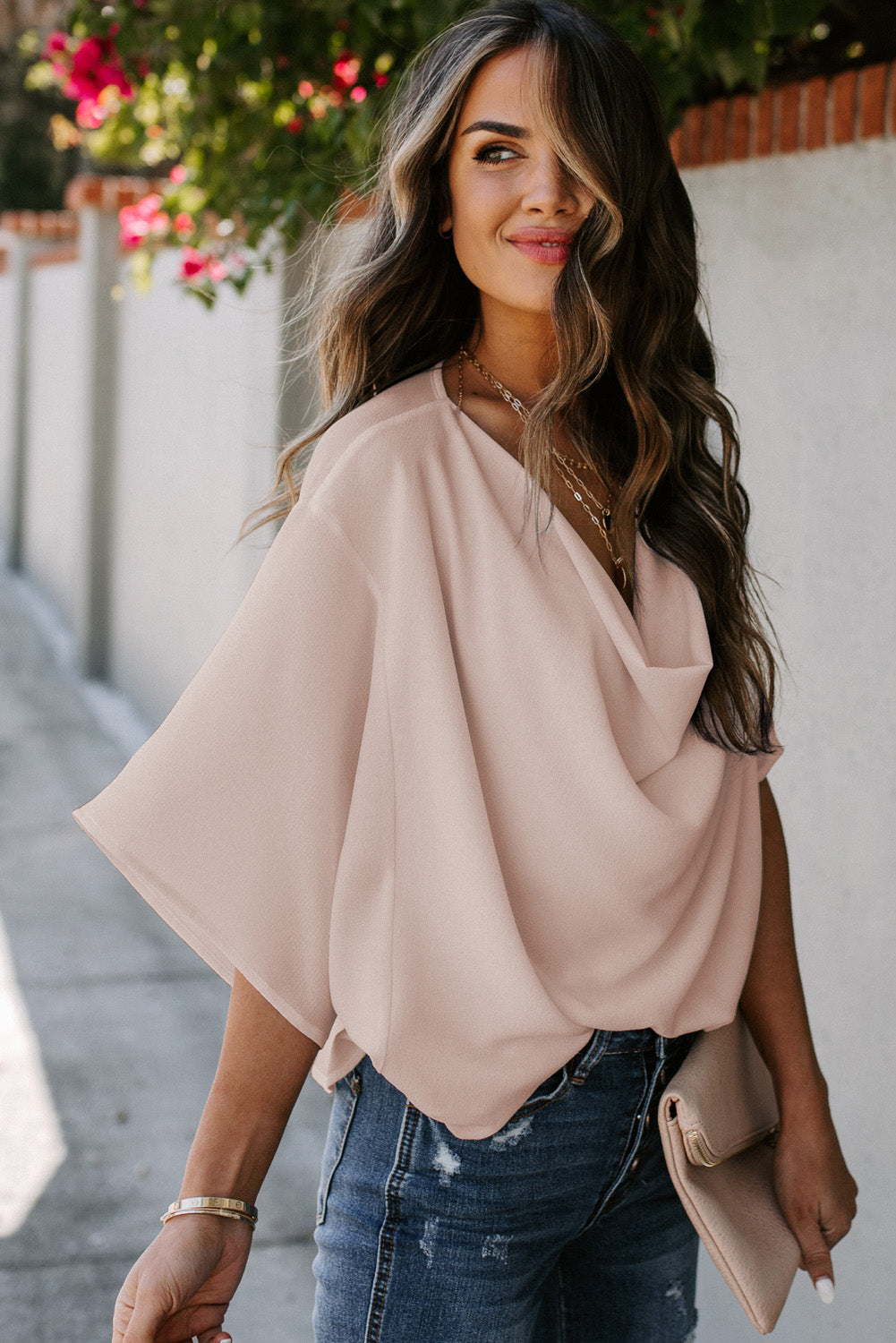Short Sleeve Draped Blouse - Absolute Fashion 2020