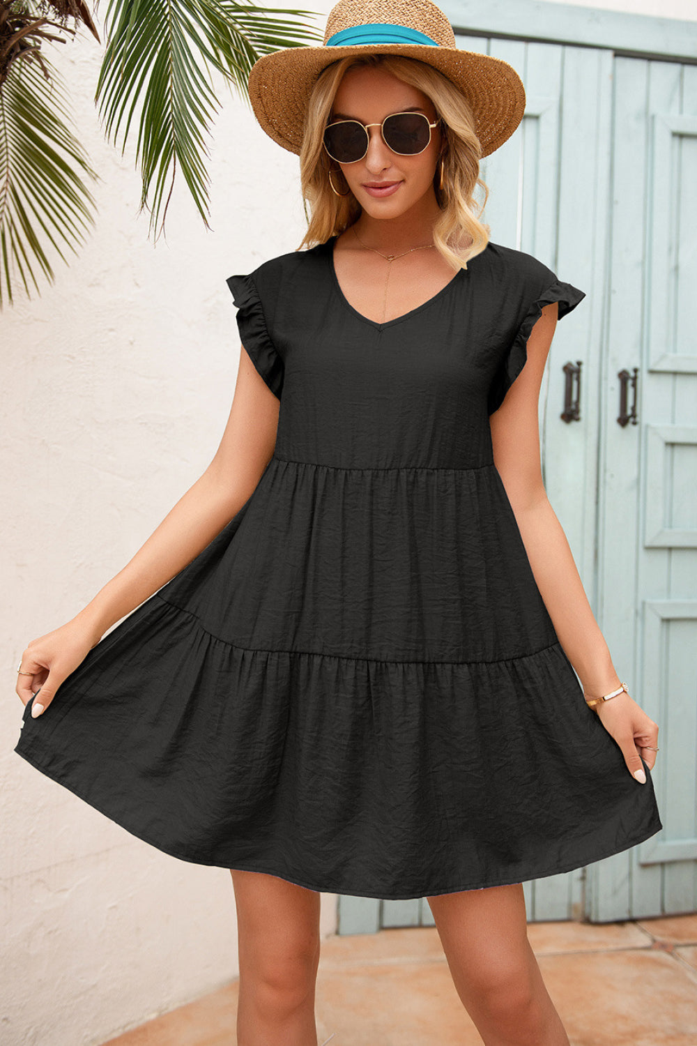 Tiered Ruffle Hem and Sleeve Dress - Absolute Fashion 2020
