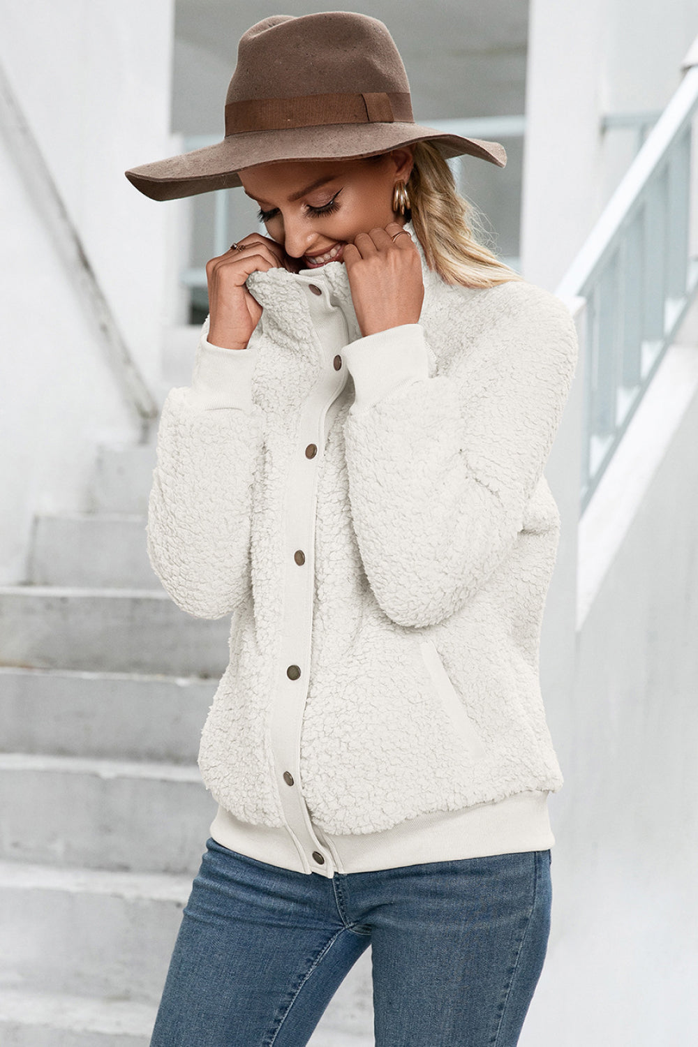 Snap Button Down Teddy Jacket - Absolute Fashion 2020