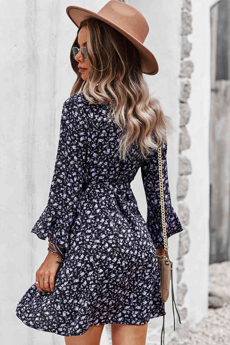 Floral Flare Sleeve Corset Dress - Absolute Fashion 2020