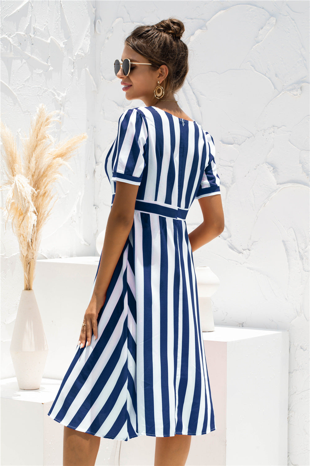 Striped Surplice Front A-line Dress - Absolute Fashion 2020